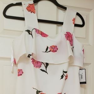 Nine West Pink/Orange Floral Sheath Midi Dress